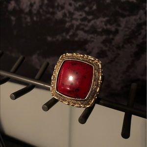 large deep red gem ring